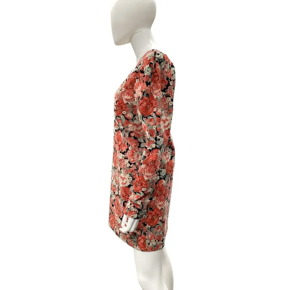 Free People Dress Women’s Size 8 Corduroy Long Puff Sleeve Back Zipper Floral